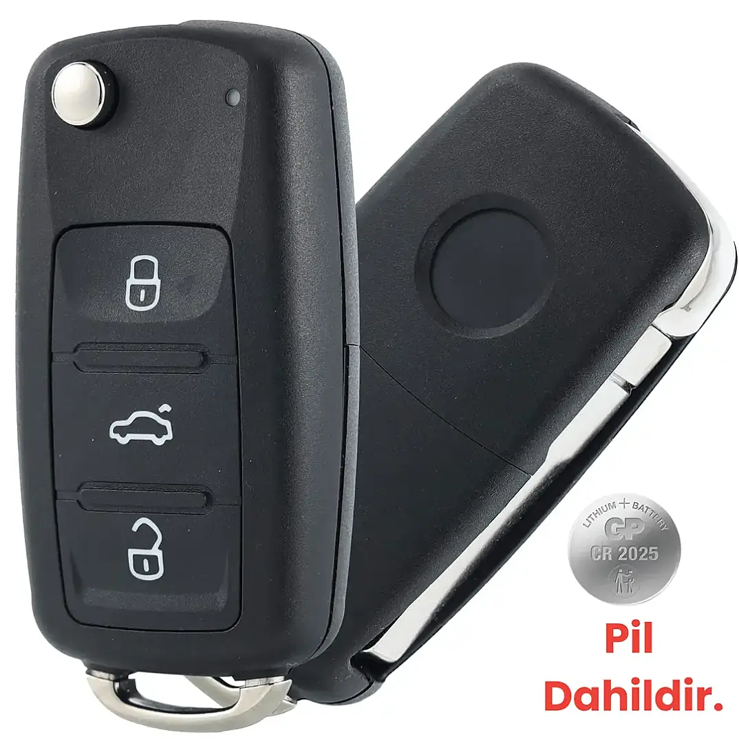 Volkswagen VW Golf Anahtar Kutusu Anahtar Kılıfı Polo Passat Skoda Seat ile Uyumlu 2025 Pil Dahil - 5